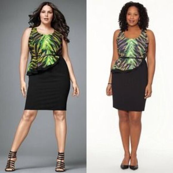 Lane Bryant Dresses & Skirts - ✨Host Pick✨ Lane Bryant Botanical Print Side Peplum Dress Belted Plus Size
